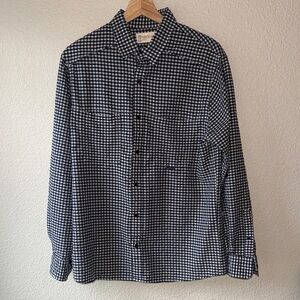 Navy and White Checkered Men's Button Down